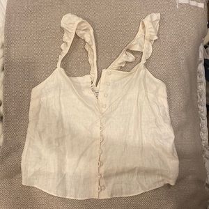 Light pink madewell tank with ruffles and buttons